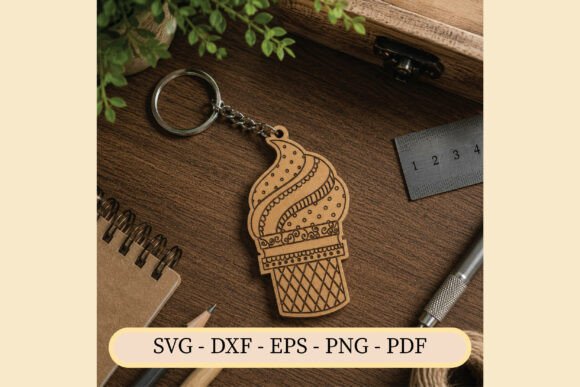 Download Ice Cream Wooden Keychain Laser Cut File - Wood Collection