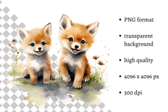 Download Watercolor Woodland Cute Foxes Clipart - Wood Collection