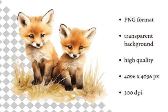 Download Watercolor Woodland Baby Foxes Clipart - Wood Collection