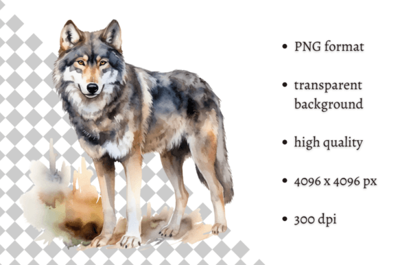 Download Watercolor Woodland Wolf PNG Clipart - Wood Collection