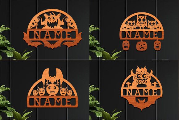 Download Cute Monster Laser Cut Name Sign SVG Set - Laser cut name sign Collection