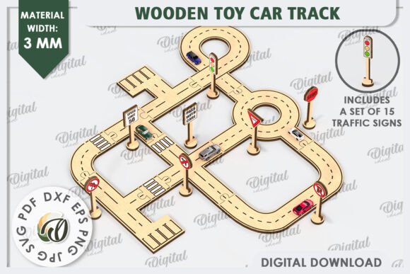 Download Wooden Toy Car Track Laser Cut Design - Wood Collection
