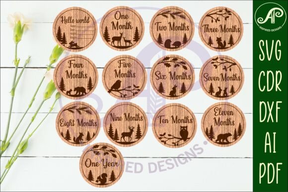 Download Woodland Themed Baby Monthly Milestones - Wood Collection