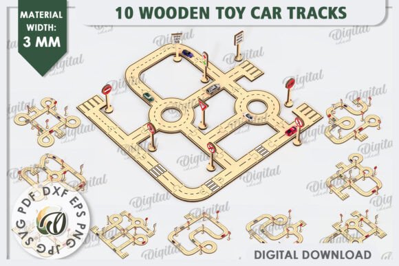 Download Wooden Toy Car Track Laser Cut Bundle - Wood Collection