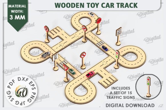 Download Wooden Toy Car Track Laser Cut Design - Wood Collection