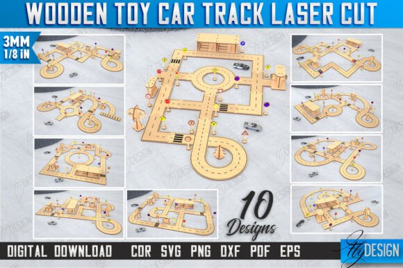 Download Wooden Toy Car Track Laser Cut Bundle - Wood Collection