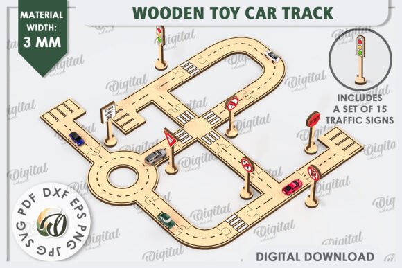 Download Wooden Toy Car Track Laser Cut Design - Wood Collection