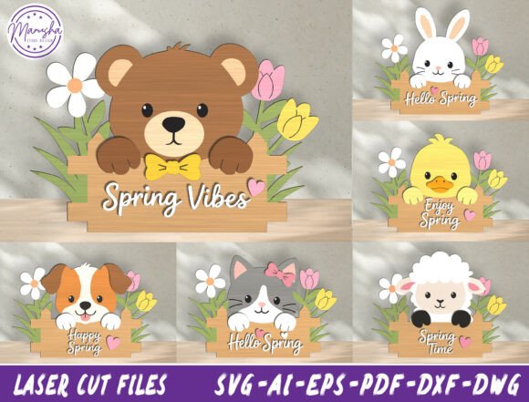Download Spring Animal Sign Laser Cut SVG Bundle - Spring Collection