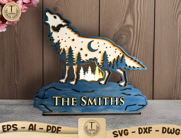Download Personalized Wolf Forest Wood Laser Cut - Wood Collection