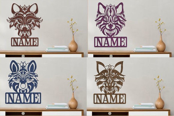 Download Laser Cut Wolf Wooden Name Sign Svg Set - Wood Collection