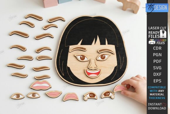 Download Make a Face Wooden Puzzle Laser Cut |CNC - Wood Collection