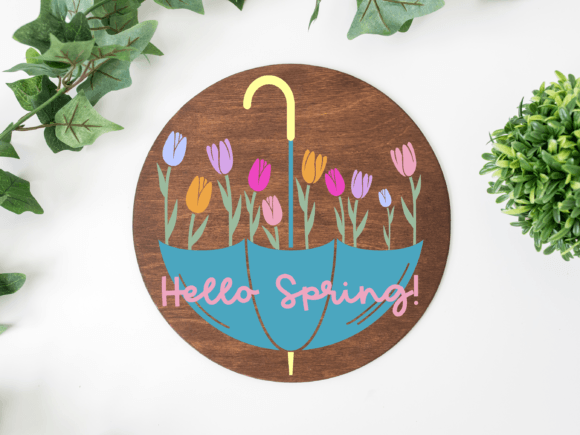 Download Hello Spring Round Door Hanger Svg Png - Spring Collection