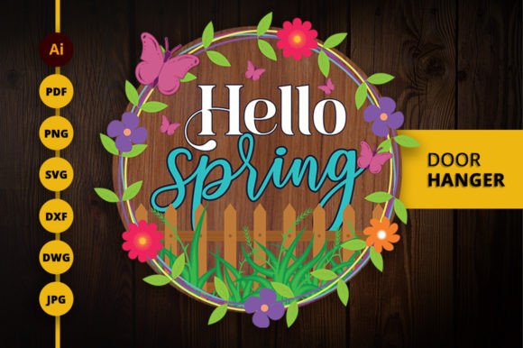 Download Hello Spring Round Door Hanger Laser Cut - Spring Collection