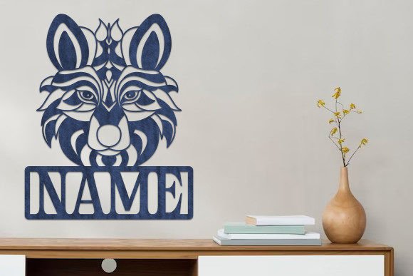 Download Laser Cut Wolf Head Wooden Name Sign Svg - Wood Collection