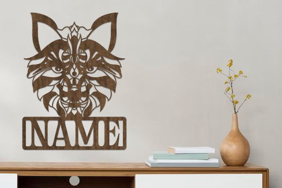 Download Laser Cut Wolf Head Wooden Name Sign Svg - Wood Collection