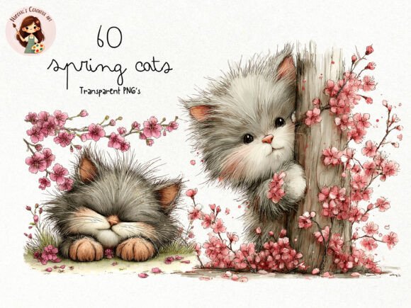Download Spring Cat Clipart PNG Bundle - Premium Resources