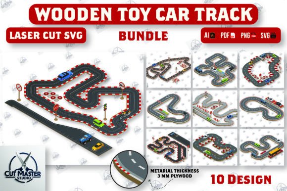 Download Wooden Toy Car Track Laser Cut Bundle - Wood Collection