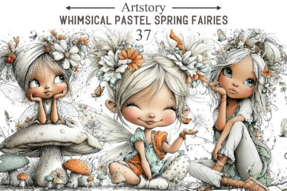 Download Whimsical Pastel Spring Fairies Clipart - Spring Collection