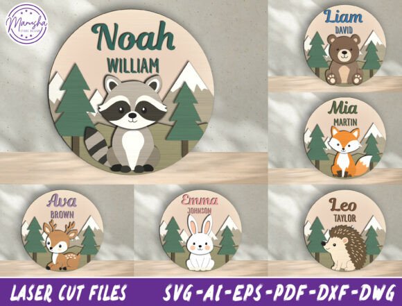 Download Personalized Woodland Nursery Name Sign - Wood Collection
