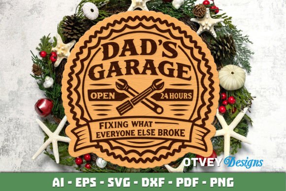 Download Wooden Dad's Garage Sign Lasercut - Wood Collection