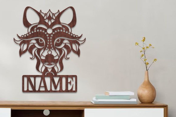 Download Laser Cut Wolf Head Wooden Name Sign Svg - Wood Collection
