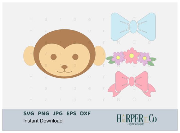 Download Monkey SVG, Flower, Bow, Jungle, PNG DXF - Dxf Collection