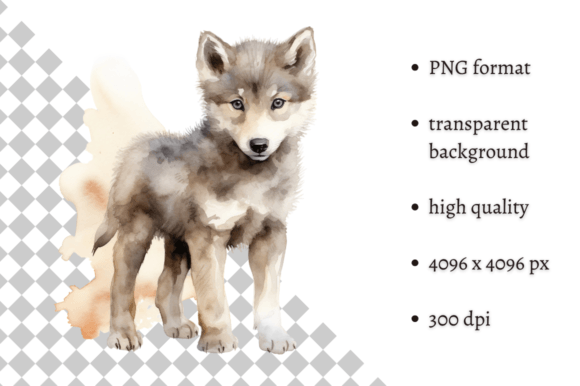 Download Watercolor Woodland Baby Wolf Clipart - Wood Collection