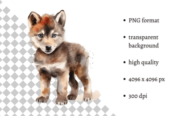 Download Watercolor Woodland Baby Wolf Clipart - Wood Collection