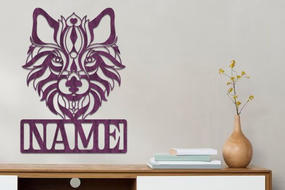 Download Laser Cut Wolf Head Wooden Name Sign Svg - Wood Collection
