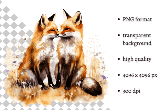 Download Watercolor Woodland Foxes PNG Clipart - Wood Collection