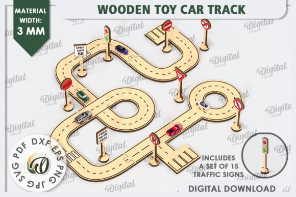 Download Wooden Toy Car Track Laser Cut Design - Wood Collection