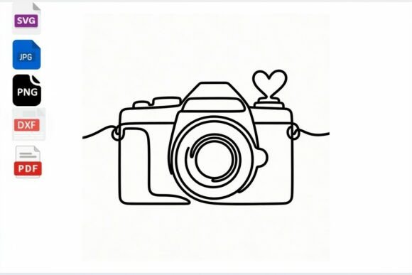 Download Camera Heart Line Art SVG PNG DXF Vector - Dxf Collection