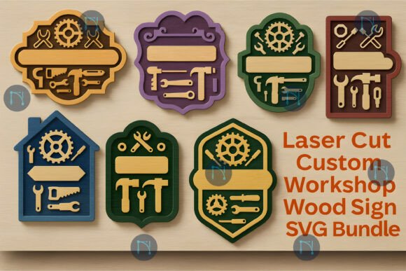 Download Laser Cut Workshop Wood Sign SVG Bundle - Wood Collection