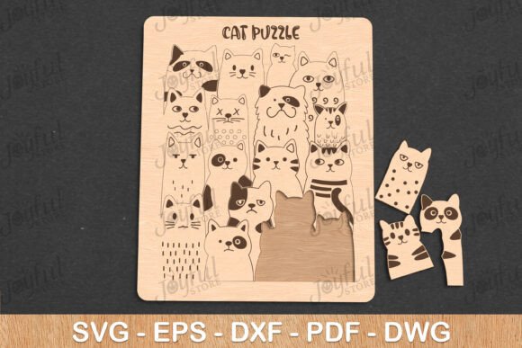 Download Cat Puzzle SVG | Wooden Toy for Kids - Wood Collection