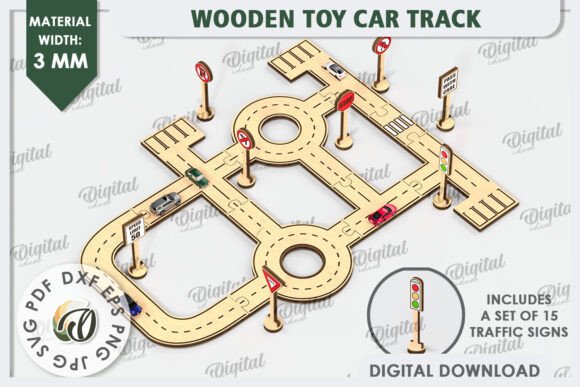 Download Wooden Toy Car Track Laser Cut Design - Wood Collection